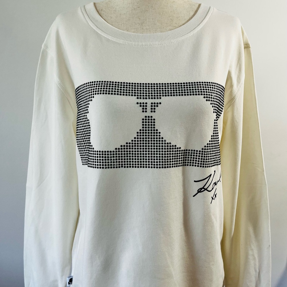 Karl Lagerfeld White Sweatshirt with Black Graphic